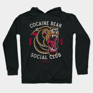 Cocaine Bear Social Club - Vintage Traditional Tattoo Hoodie